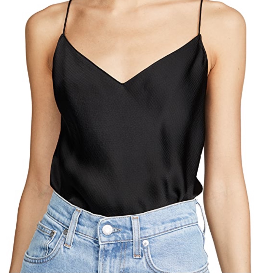 Theory Easy Slip Top Black Hammered Viscose
